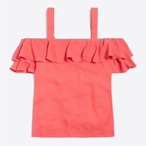 J Crew Coral Ruffle Off-Shoulder Top